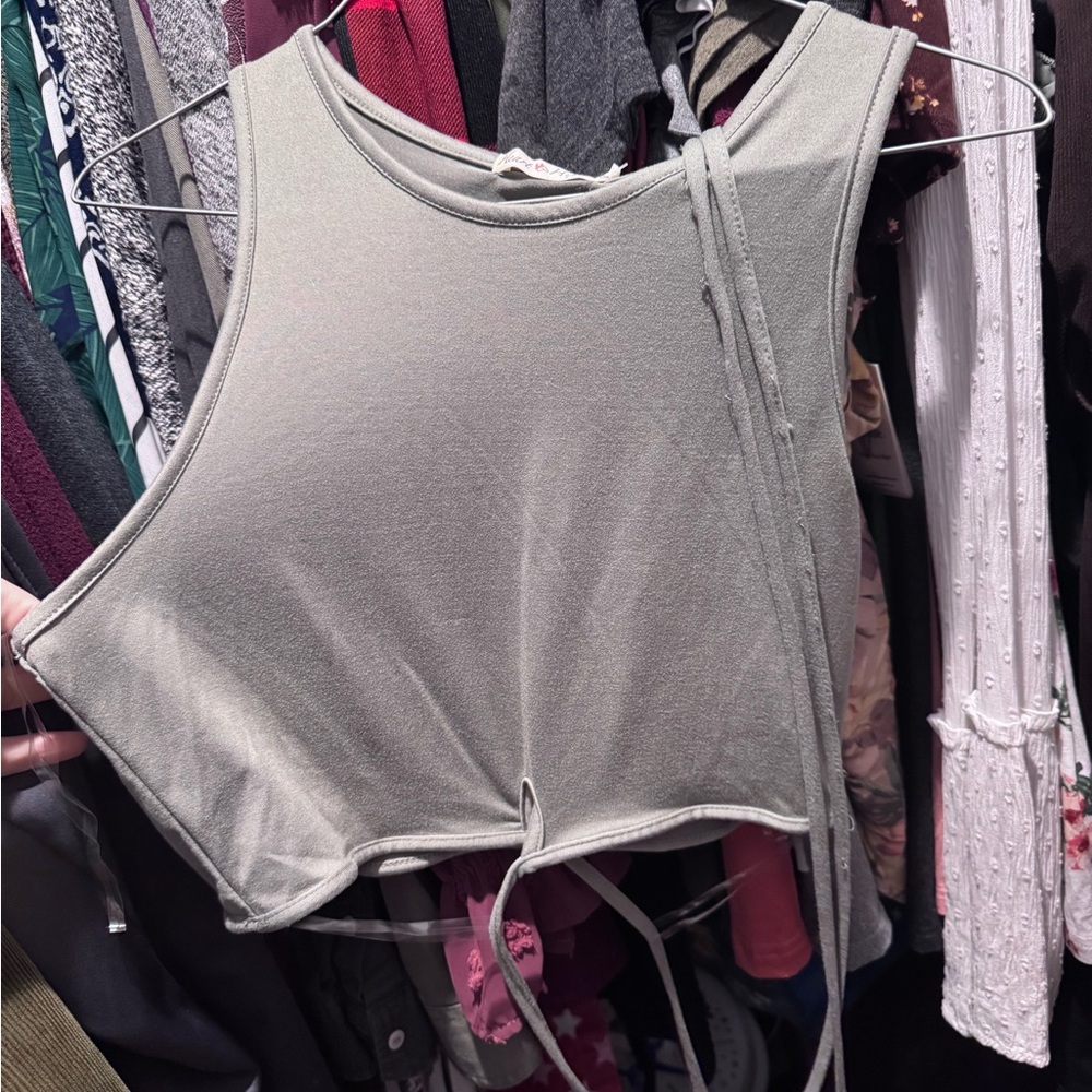 Army green crop top